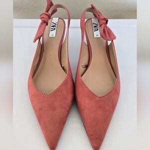 Zara Pink Bow Heels (NWOT)